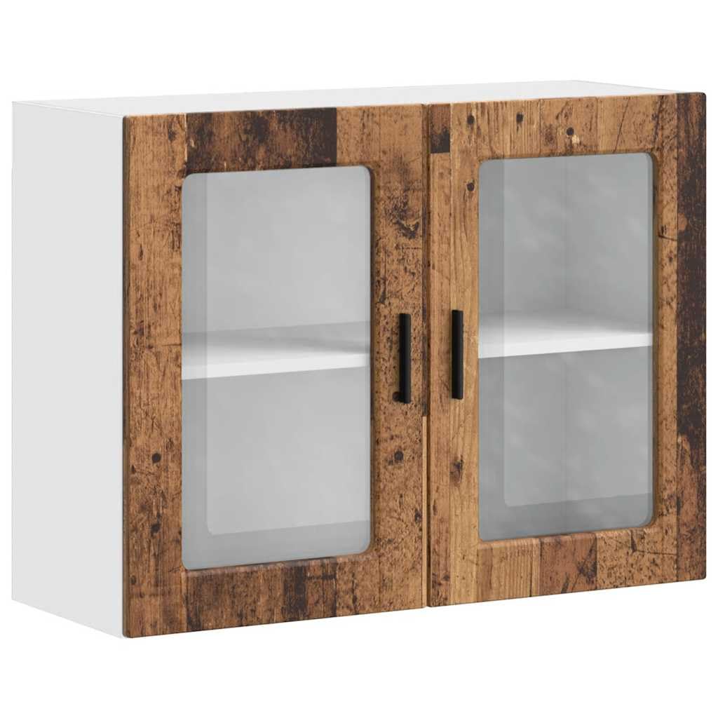 vidaXL Kitchen Wall Cabinet with Glass Door Porto Old Wood, kitchen wall unit, cabinet for kitchen wall, kitchen cabinet on wall, mounted wall cabinet