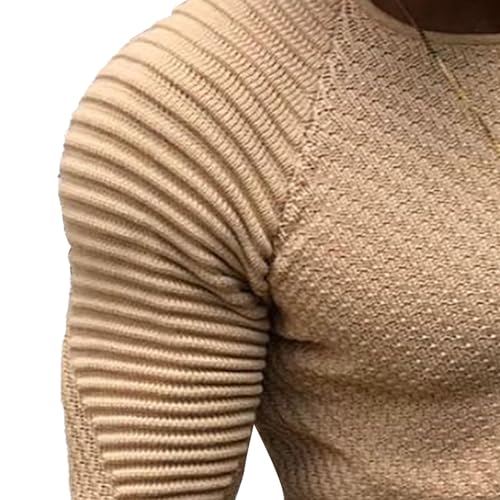 Mens Round Collar Knit Sweater Casual Long Sleeve Male Knits Sweaters Slim Fit Crewneck Knitted Pullover3