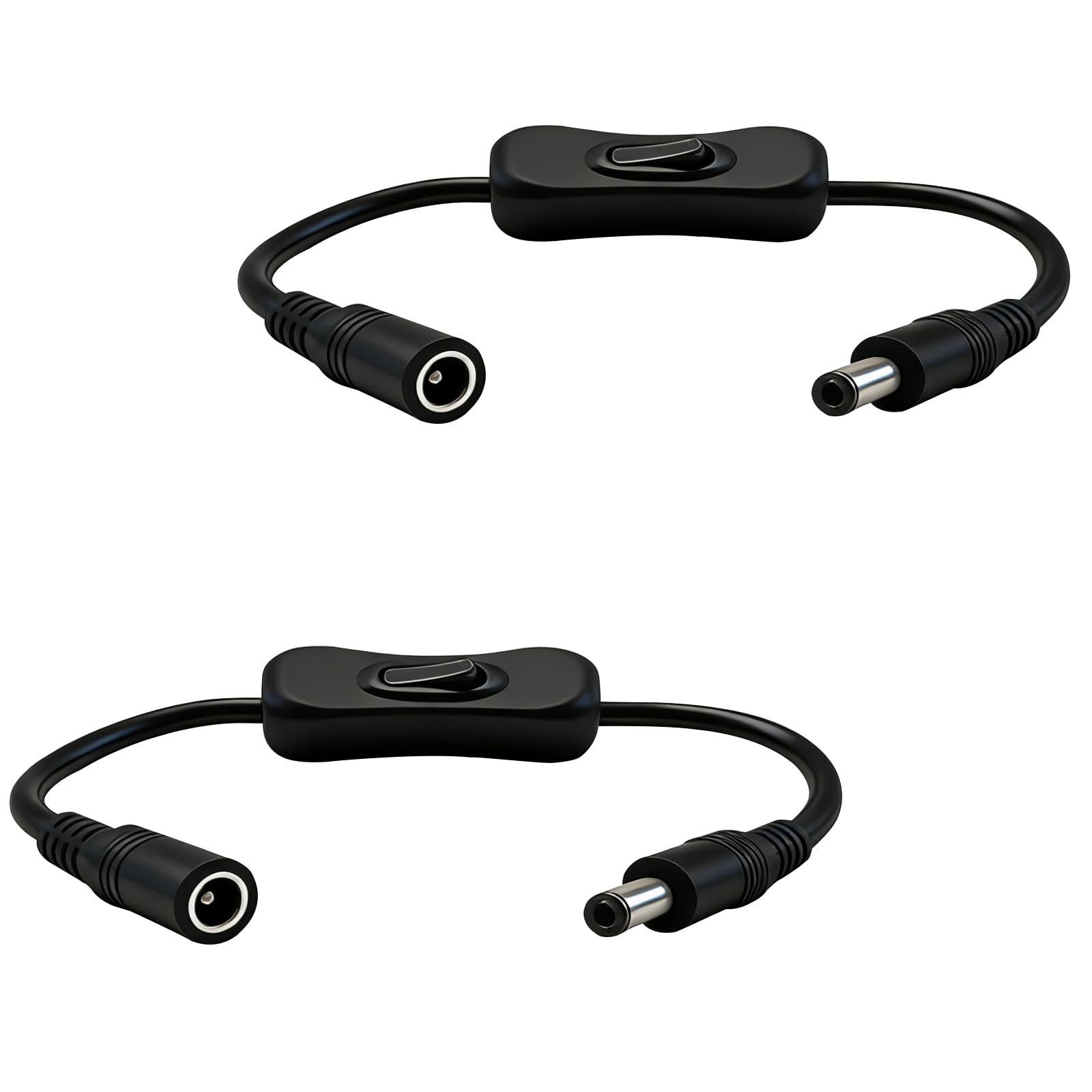 IMIYORE DC Power Extension Cord 5.5mmx2.1mm Male to Female with Switch 12 5A DC Connector Black for LED Strip Speaker CCTV Surveillance Camera 2pcs
