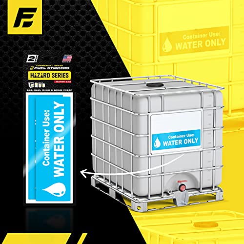 Water Only Sticker - Warning Label Signage for Jugs, Containers - Job Site Approved - Weather and Fade Resistant, Extreme Stick, Commercial Grade, H20 only - USA Made (2 Labels)