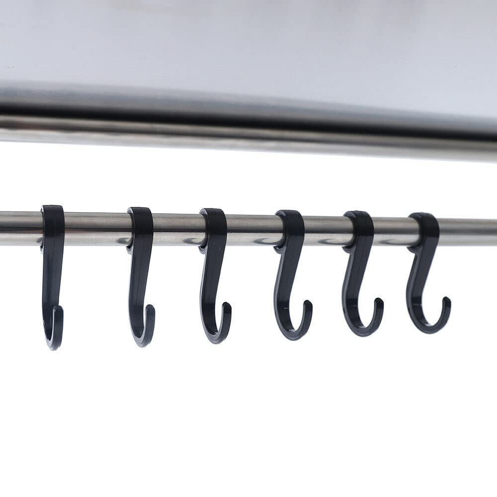 Futchoy Estantería para microondas, de acero inoxidable, con 6 ganchos, multifunción, soporte para microondas, estante de pared, 53 x 38 x 18 cm