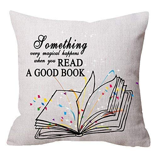 Dozili Nice Gift With Read A Good Book Wall Quote Words Beige Throw Pillow Case Cushion Cover Pillowcase For Sofa Home Decorative Square 18"X 18" 1
