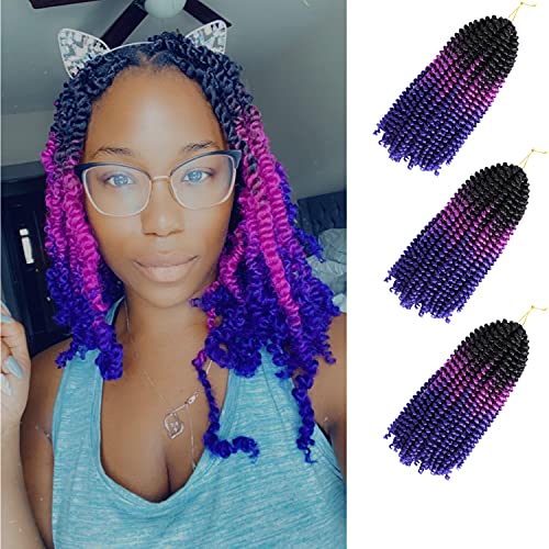 Yisimei Spring Twist Hair Ombre Color 3PCS/Lot Spring Twist Crochet Hair 18 Colors Avaliable Hight Temperature Fiber Hair Extensions (8“ 3PCS/Lot, C8)