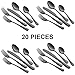 20-Piece Black Silverware Set, Devico Stainless Steel Flatware Cutlery Set, Metal Eating Utensils Service for 4, Premium Forks Spoons Knives, Mirror Polished, Dishwasher Safe