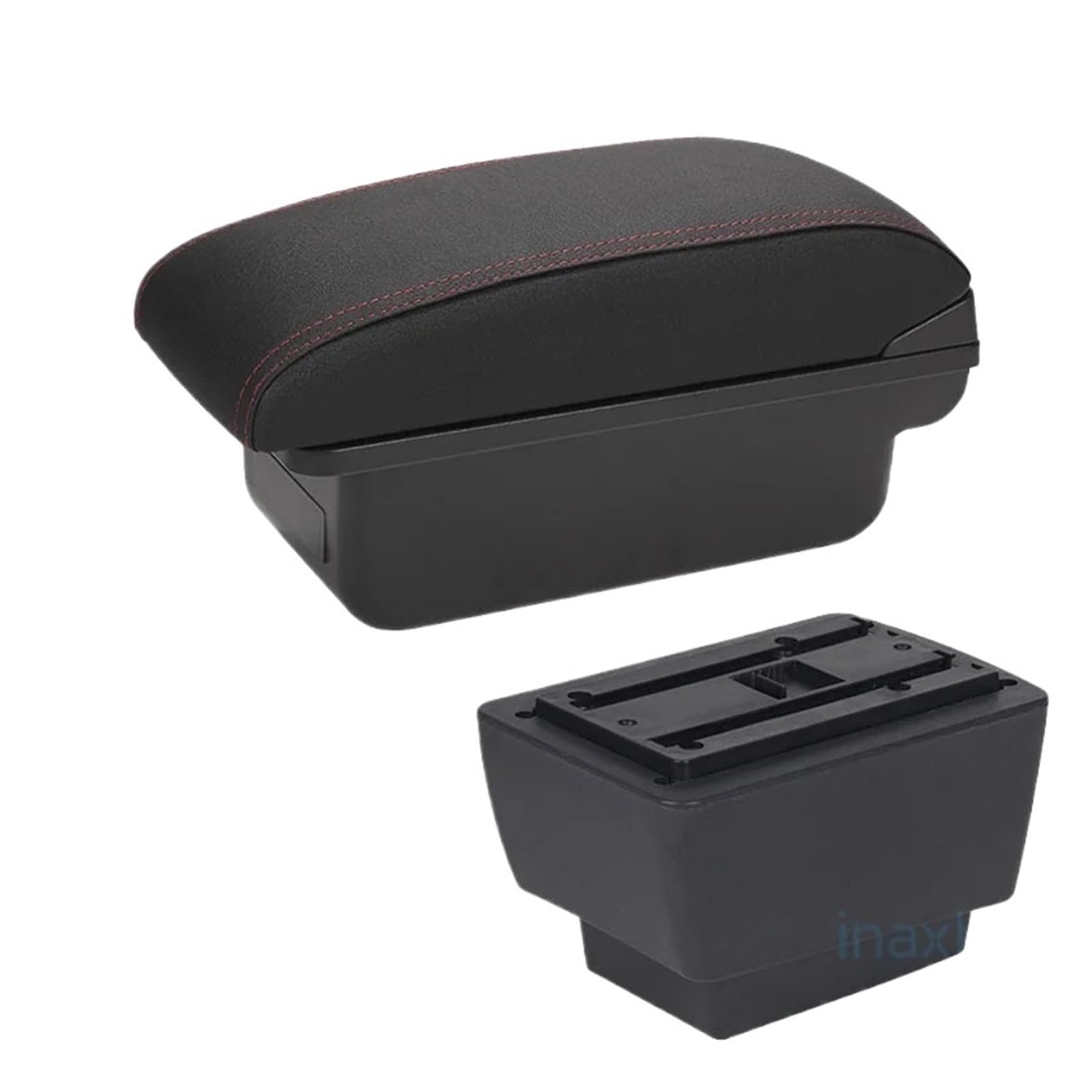 Ggwqoops Car Armrests For Skoda For Fabia 3 For Combi 2016-2022 Car Armrest Box Retrofit Parts Storage Accessorie Armrest Box(C1 Black red NO USB)