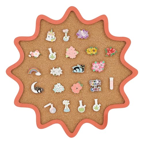UNICRAFTALE Pin Board Flower Cork Board Bulletin Display Board Cork Pin Board Cork Badge Display Orange Wall Mounted Cork Board for Brooch Pin Storage Home Office School Wall Decorations
