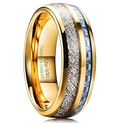 7mm Gold & Light Blue Carbon Fiber