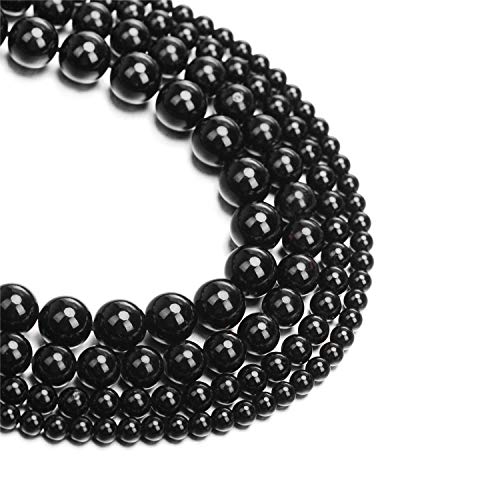 Image of Natural Black Tourmaline Gemstone Round Beads 15.5 inch 4mm 6mm 8mm 10mm 12mm A Grad (6mm)