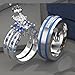 TWO RINGS Wedding Ring Sets His And Hers Promise Ring Couples Bridal Sets Women 925 Sterling Silver Blue Heart Cz Man Titanium Wedding Bands