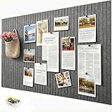 Modern & Große Pinnwand aus Filz, faltbar selbstklebend, 90x60 cm Dekorative Pinwand für Küche, Kinderzimmer, Büro, Vision Board, Memo Board, Fotowand für Wandschutz & Wanddeko,Dunkelgrau