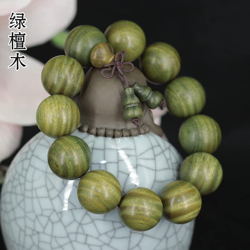 Bracciale in Legno di Sandalo Verde con Perle di Buddha绿檀木手串佛珠108手串顺纹小孔男女清香手饰(精选小孔绿檀6MM*108颗)