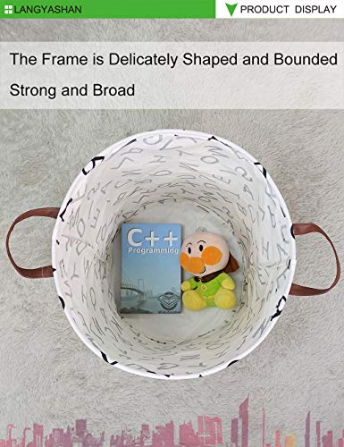 Langyashan Laundry Basket Canvas Fabric Collapsible Organizer Basket For Storage Bin Toy Bins Gift Baskets Bedroom Clothes Children Nursery Hamper (Alphabet) #TOP3