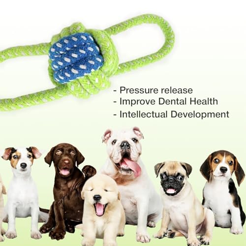 Image of Cotton Rope for Dogs and Pets |Knotted Woven Pet Dog Toy Eco-Friendly Cotton Toys Medium /Small Toy |Chewing and Playing Teeth Cleaning and Training for Dogs and Puppies (Green)