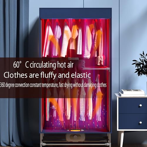 JSLJJBD Heated Clothes Airer, Air Dryers Clothes Indoor,60° Circulating Hot Air, Foldable Storage That Takes Up No Space, Large Capacity Silent Dryer Lightblue60*45 * 135cm - Image 2