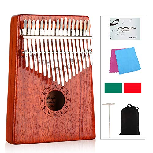 LEMEIYI Kalimba 17 Keys Thumb Piano with Study Instruction and Tune Hammer, Portable