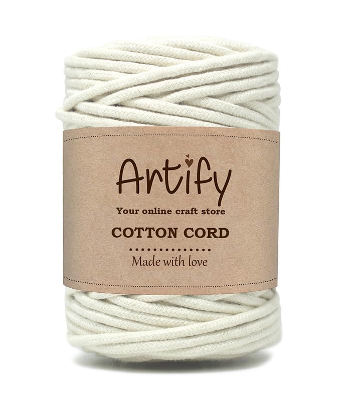 Artify | Braided Cord (4mm, 10m) Tight Rope/Cotton Rope | for Bag, Basket, Jula Wall Hanger Making and Other DIY Projects - Off White-image-15