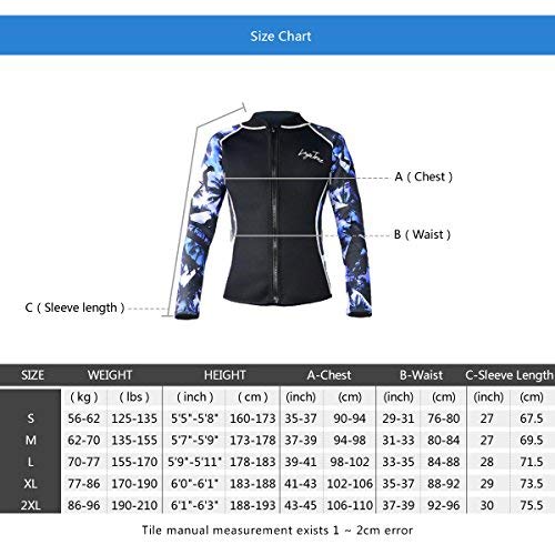 image for LayaTone Wetsuit Top Men Women 3mm Neoprene Jacket Adults Surfing Scub