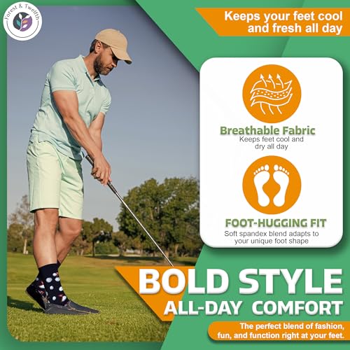 Forest & Twelfth Men’s Crew Cut Socks, Sports Theme, Fun and Unique Graphic Socks, One Size Fits Most2