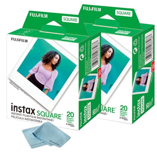 Image of Fujifilm Instax Square Instant Film - 40 Exposures (40 Sheets) - for Fujifilm instax Square Instant Camera + BluebirdSales Microfiber Cloth