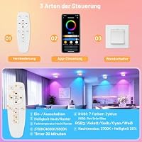 URing LED Aufbauspot RGB Deckenspots Aufputz IP65 Weiß, 2 Stück – Ansicht 7