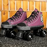 XJBHD Rollschuhe für Damen und Herren, Discoroller Erwachsene Komfortable LED Canvas Rollerskates Quad Skating Outdoor für Mädchen und Jungen