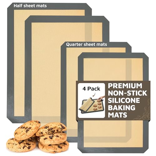 4 Pack Silicone Baking Mat with Fiberglass