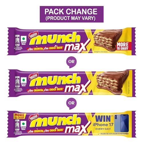 Image of Nestle Munch Max, Choco Coated Crunchy Wafer Bar, 38.5g / 42g Pack (Product Weight May Vary)