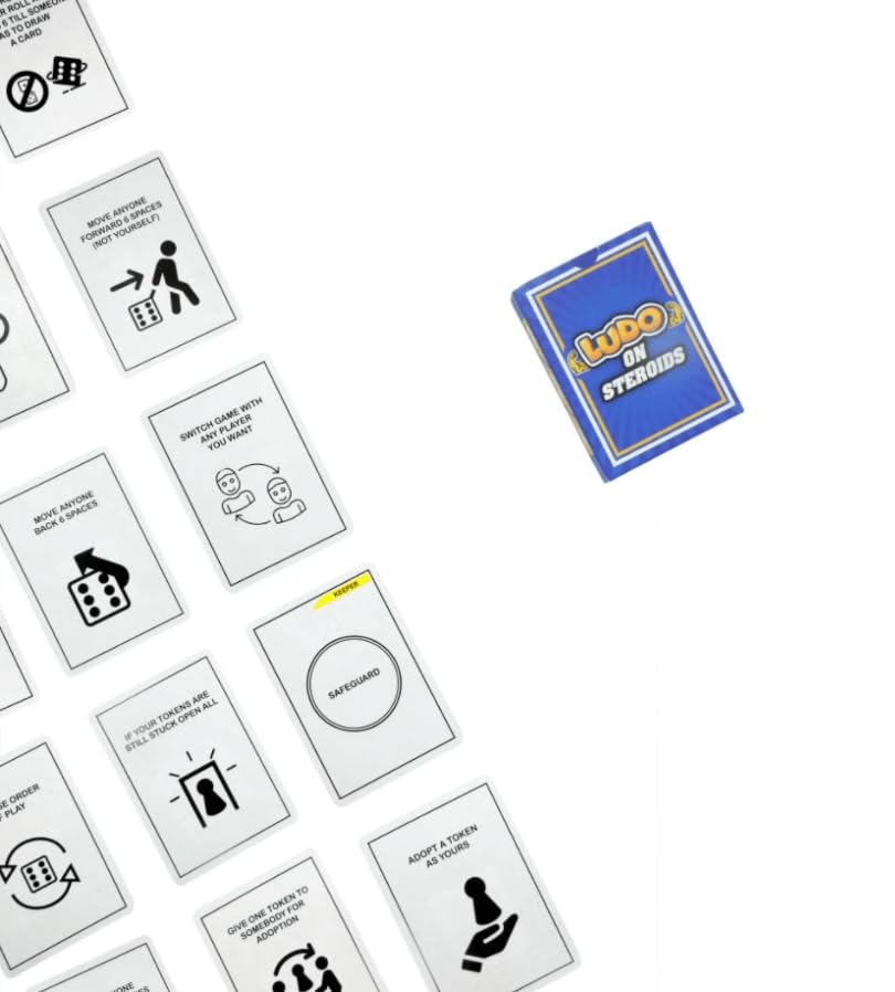 Image of Awestuffs Ludo on Steroids Party Card Game, Extension Pack, 48 Cards, for 2-4 Players, Ages 5+