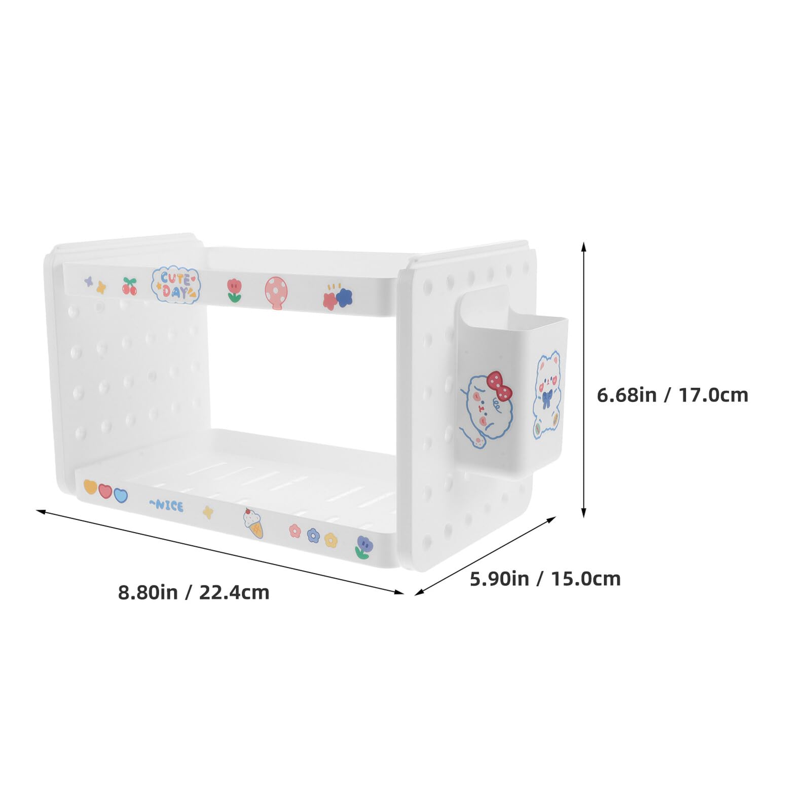 Sosoport Organizador de Escritorio Modular Beige de 2 Niveles Portalápices 3 Ganchos y Compartimentos Organizador Apilable para Material de Oficina y Papelería Adecuado para Oficina y