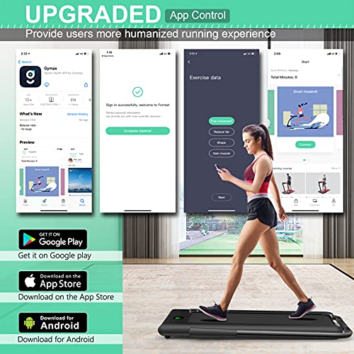 Image of GYMAX Walking Pad, 2 in 1 Free Installation Under Desk Treadmill with Smart App, Remote Control & LED Display, 2.25HP Foldable Portable Compact Running Machine for Small Spaces Home Office