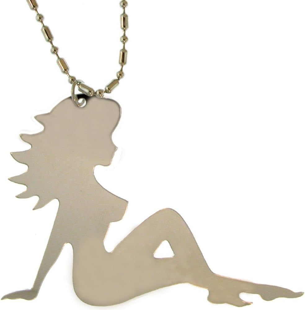 2 7/8 X 4" Plexi Mudflap Girl On 24" Vintage Ball Chain