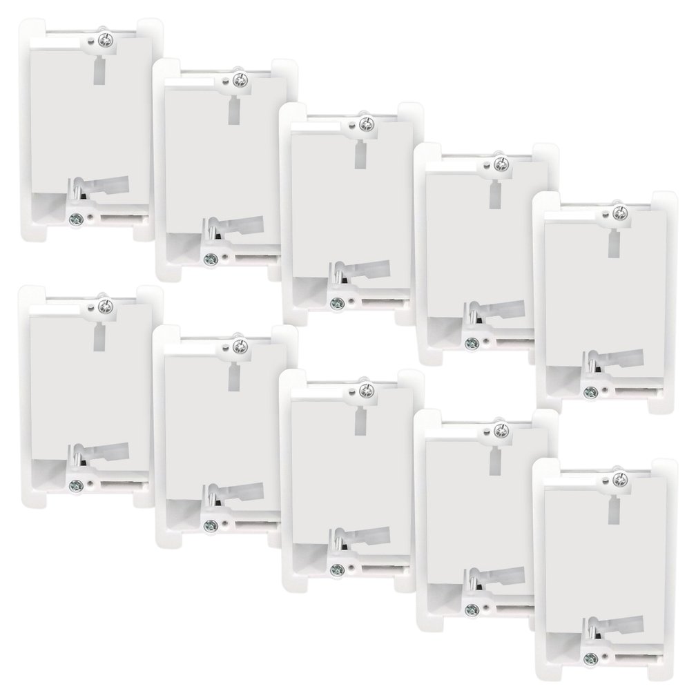 PowerBridge Solutions PB-DB1-10 Cable Management Flush Recessed Drywall Bracket for Low-Voltage Wall Plate, 10-Pack, White