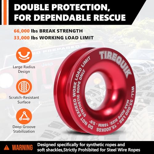 Image of Soft Shackle & Winch Recovery Ring Kit,1 /2 inch X 22 inch Orange Offroad Soft Shackle Recovery Kit (60,600LBS Breaking Strength), UHMWPE Rope Shackle & Snatch Ring for Sailing SUV ATV UTV 4X4 Truck (2PCS)