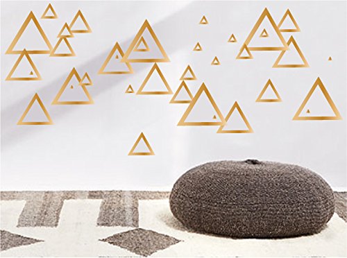 Gold Retro Mod Triangle Wall Decals/Modern Geometric Triangles Wall Decor Stickers (Gold Tiangles)