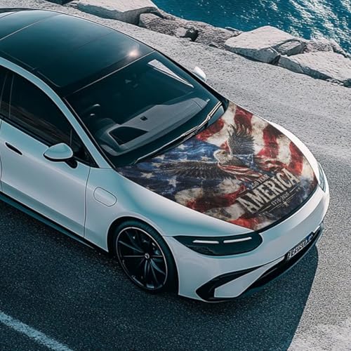 Image of Car Hood Cover Car Hood Protector USA 250th Birthday Prints Waterproof Universal Automotive Exterior Accessories Patriotic Decorations for Compact Vehicles Sedans Trucks SUVs Pickup (59x39 Inch)