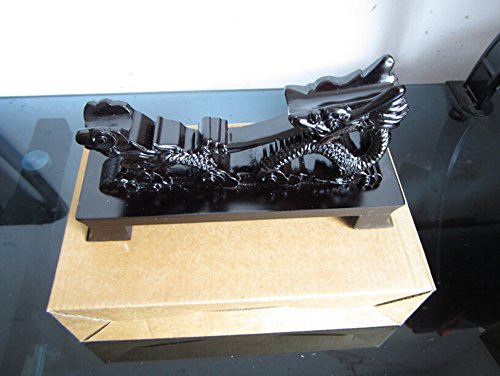 image for jiaoguo Resin Samurai Sword Katana Wakizashi Tanto Black Dragon Holder