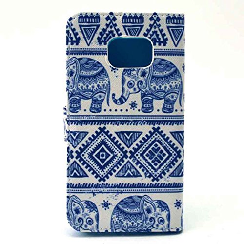 Sannysis Blue Animal Elephant Stand Leather Case Cover For Samsung Galaxy S6 Edge
