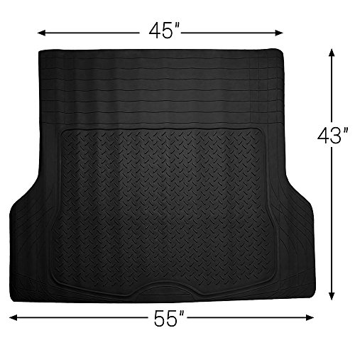 Oxgord 4Pc Rear Set Diamond Rubber Floor Mats, Universal Fit Mat For Suvs Vans- Rear Driver Passenger Side, Rear Runner And Trunk Liner Black #TOP5