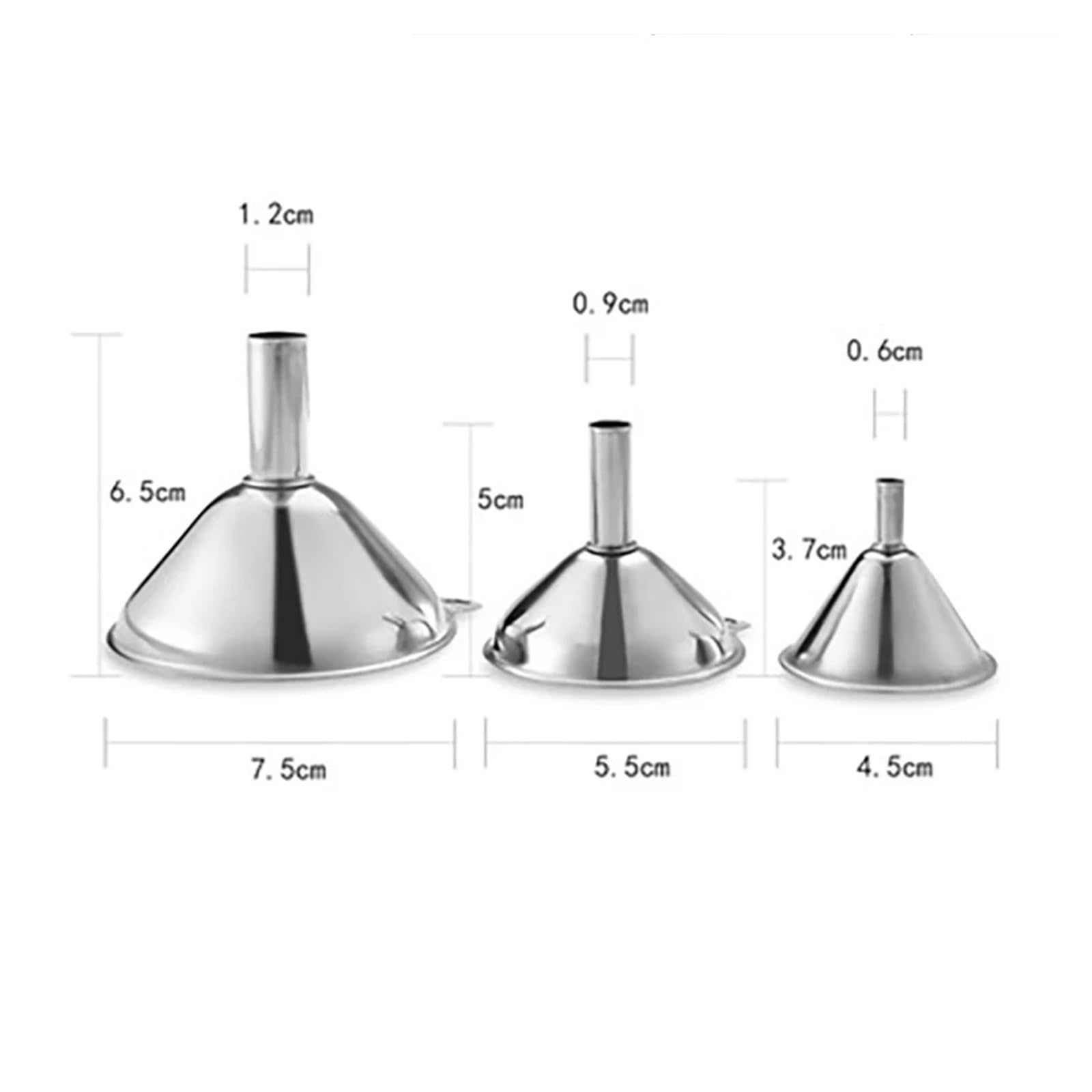 3 unids/Set Embudo de Acero Inoxidable Embudo de Cono portátil for Verter Aceite Vino tolva for líquidos Embudo de Cocina Multiusos for aceites líquidos en Polvo