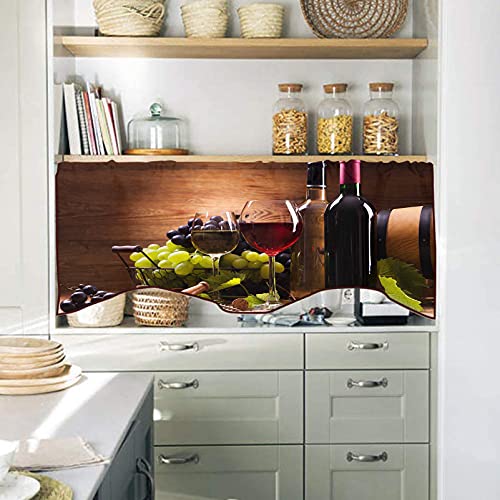 Cameon Wine Scalloped Window Valance Curtains, 36 X 18 Inch Glasses Of Red And White Served With Grapes, Thermal Insulated Rod Pocket Short Curtain For Kitchen, Brown Ruby, (W36 L18 Inch, K91 H46Cm) #TOP2