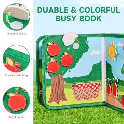 Image of PATPAT Farm Toddler Busy Board, Montessori Toys for Boys Girls 1 2 3 4 Year Old, Educational Quiet Activity Book with Knowledge with Life Skills, Toddlers Travel Toys for Airplane Car