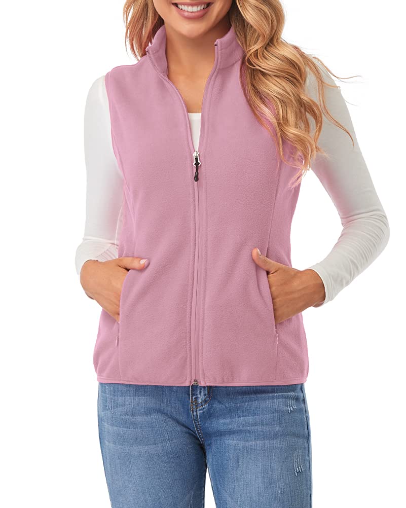 fuinloth Gilet in pile da donna,Termico Senza Maniche Elegante Collare Eretto con Zip e Tasca