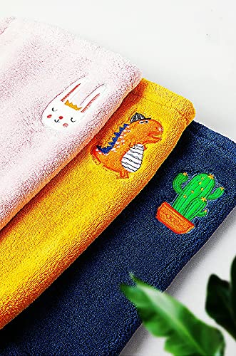 Zrfamily 3 Pack Hanging Kitchen Towel Cartoon Pure Cotton Thick Coral Fleece Dishwashing Cloth Double-Sided Water Absorption Non-Stick Oil Hanging Kitchen Towel #TOP2