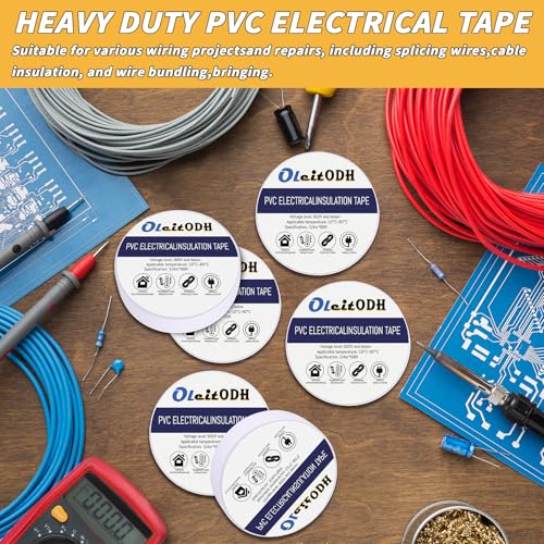 Image of Oleitodh 50 Rolls White Electrical Tape Bulk 3 /4 Inch x 66ft, Waterproof Vinyl Electrical Tape High Temp Insulation Tape for Electrical Protection Home Outdoor Electrical Insulating Wire Wrapping