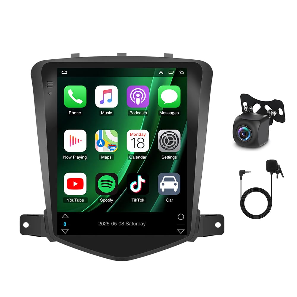 Autoradio 2 DIN Android 14 per Chevrolet Cruze 2008-2015, Schermo Touch 9.7 Pollici 4+64G, Compatibile con CarPlay Wireless e Android Auto, Bluetooth GPS FM/RDS, Navigazione Auto con SWC DSP