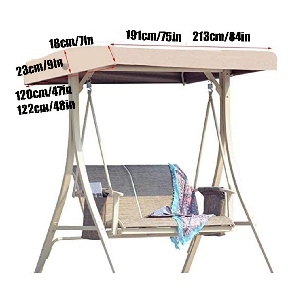 Toile De Rechange pour Balancelle Extérieur, Housse De Balançoire De Jardin 3 Places 191x120/213x122cm Toit De Remplacement pour Balançoire(Gray,83x48x9in)