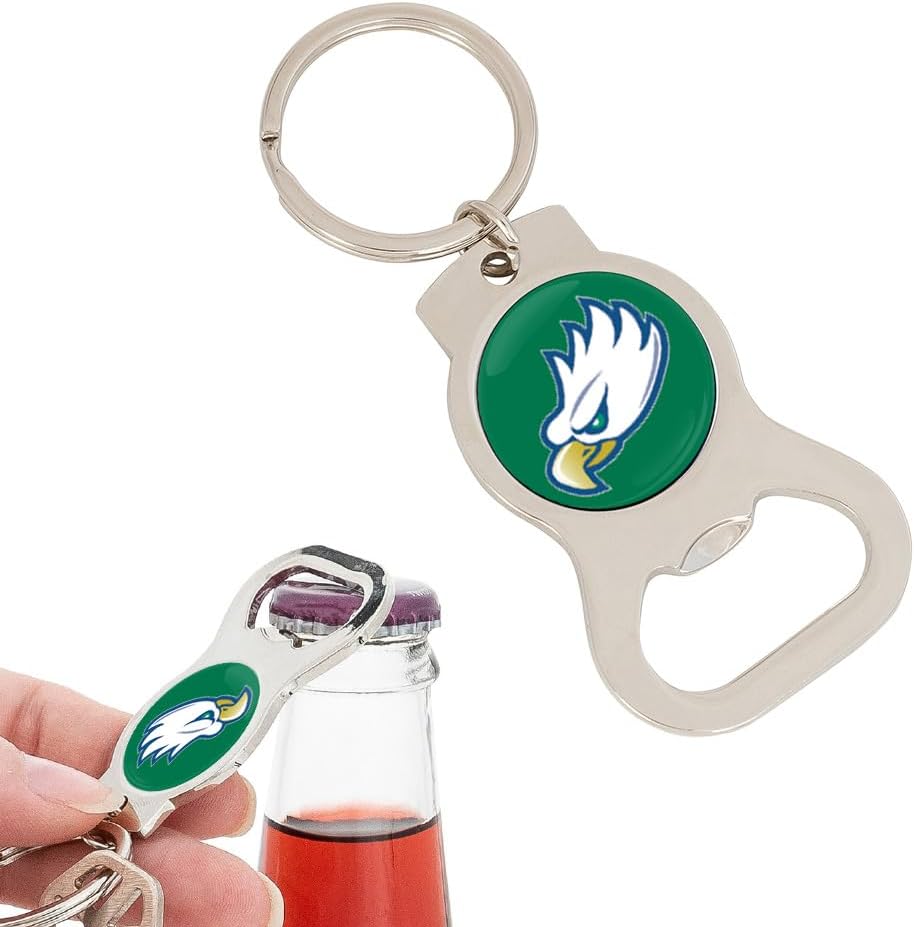 Desert Cactus Florida Gulf Coast University Bottle Opener Keychain Car Keys (Silver Bottle)