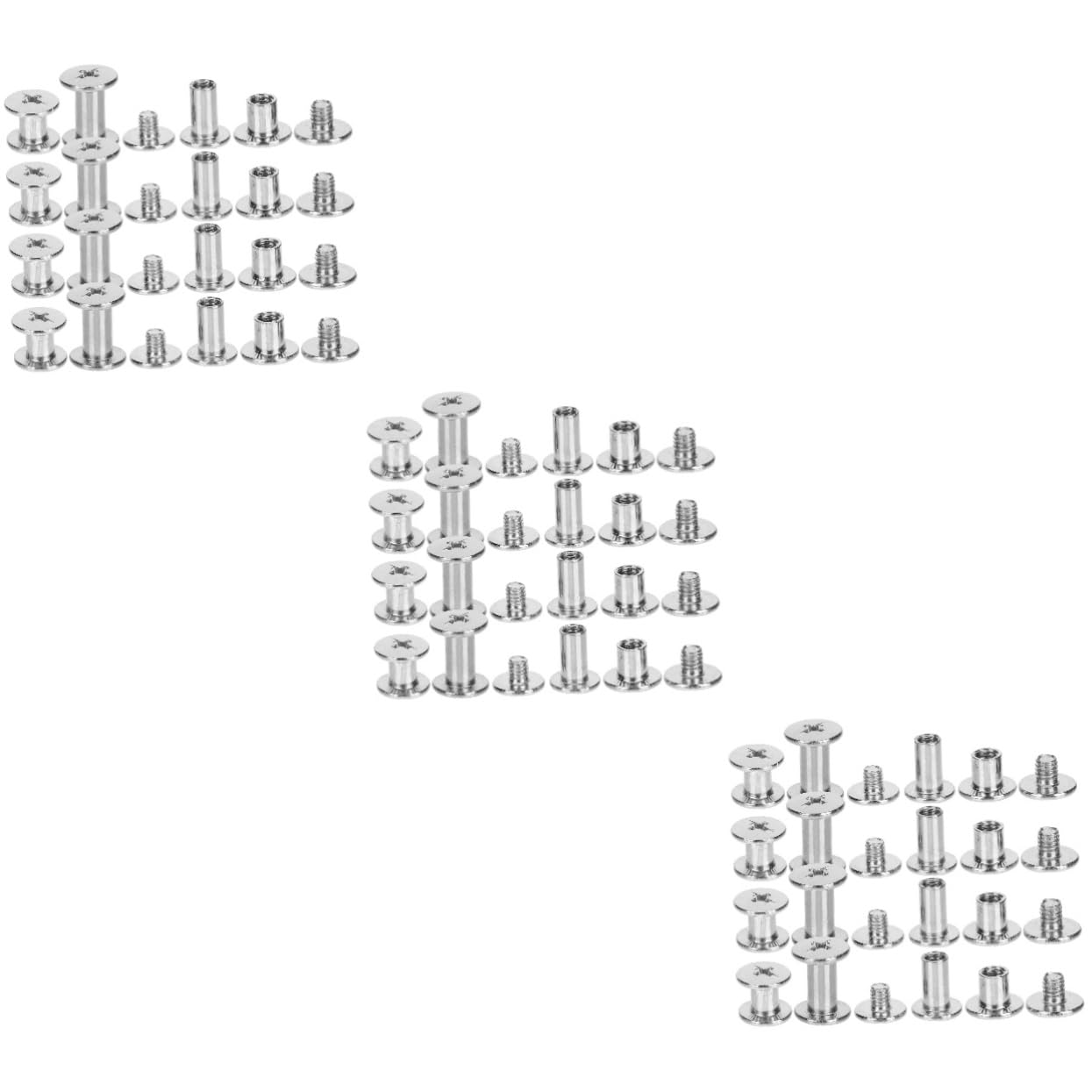 SOLUSTRE 3 Sets Leather Craft Binding Screws Carbon Steel Strong Simple Structure Easy to Install