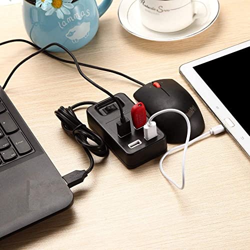 Image of XIKKART USB 2.0 to 4 Ports USB 2.0 High Speed 480 Mbps HUB with Power Switch for Pen Drives /Cameras /Mobiles /PC /Laptop /Notebook /Tablet LED Status Light, 1.2 Meter Cable - Black