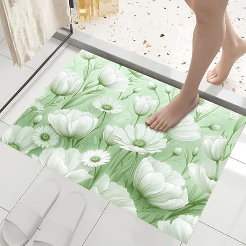 Tapis de salon fleurs fraîches antidérapant et lavable